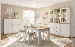 OTTO home Highboard »Brest, Schrank im Landhausstil, Wohnzimmerschrank, Mehrzweckschrank« schwarze Metallgriffe, ausreichend Stauraum, 128 cm hoch