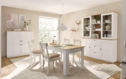 OTTO home Highboard »Brest, Schrank im Landhausstil, Wohnzimmerschrank, Mehrzweckschrank« schwarze Metallgriffe, ausreichend Stauraum, 128 cm hoch