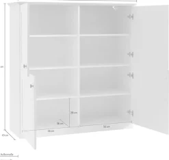OTTO home Highboard »Brest, Schrank im Landhausstil, Wohnzimmerschrank, Mehrzweckschrank« schwarze Metallgriffe, ausreichend Stauraum, 128 cm hoch