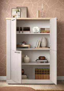 OTTO home Highboard »Country Höhe 160 cm u. Breite 118 cm, Kommode mit 4 Türen,« Schrank im Landhausstil, viel Stauraum, mit Metallgriffe, MDF-Rahmen