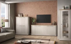 OTTO home Highboard »Country Höhe 160 cm u. Breite 118 cm, Kommode mit 4 Türen,« Schrank im Landhausstil, viel Stauraum, mit Metallgriffe, MDF-Rahmen
