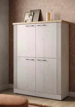 OTTO home Highboard »Country Höhe 160 cm u. Breite 118 cm, Kommode mit 4 Türen,« Schrank im Landhausstil, viel Stauraum, mit Metallgriffe, MDF-Rahmen