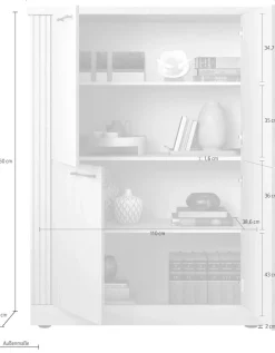 OTTO home Highboard »Country Höhe 160 cm u. Breite 118 cm, Kommode mit 4 Türen,« Schrank im Landhausstil, viel Stauraum, mit Metallgriffe, MDF-Rahmen