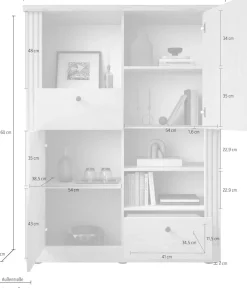 OTTO home Highboard »Country Höhe 160 cm u. Breite 118 cm, Kommode 2 Türen, 2 Schubkästen,« Schrank im Landhausstil, viel Stauraum, mit Metallgriffe, MDF-Rahmen