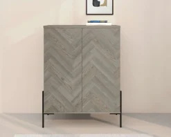 OTTO home Highboard »Eadwine« Kommode, Midischrank, Push-to-open, Türen mit Fischgräten Muster