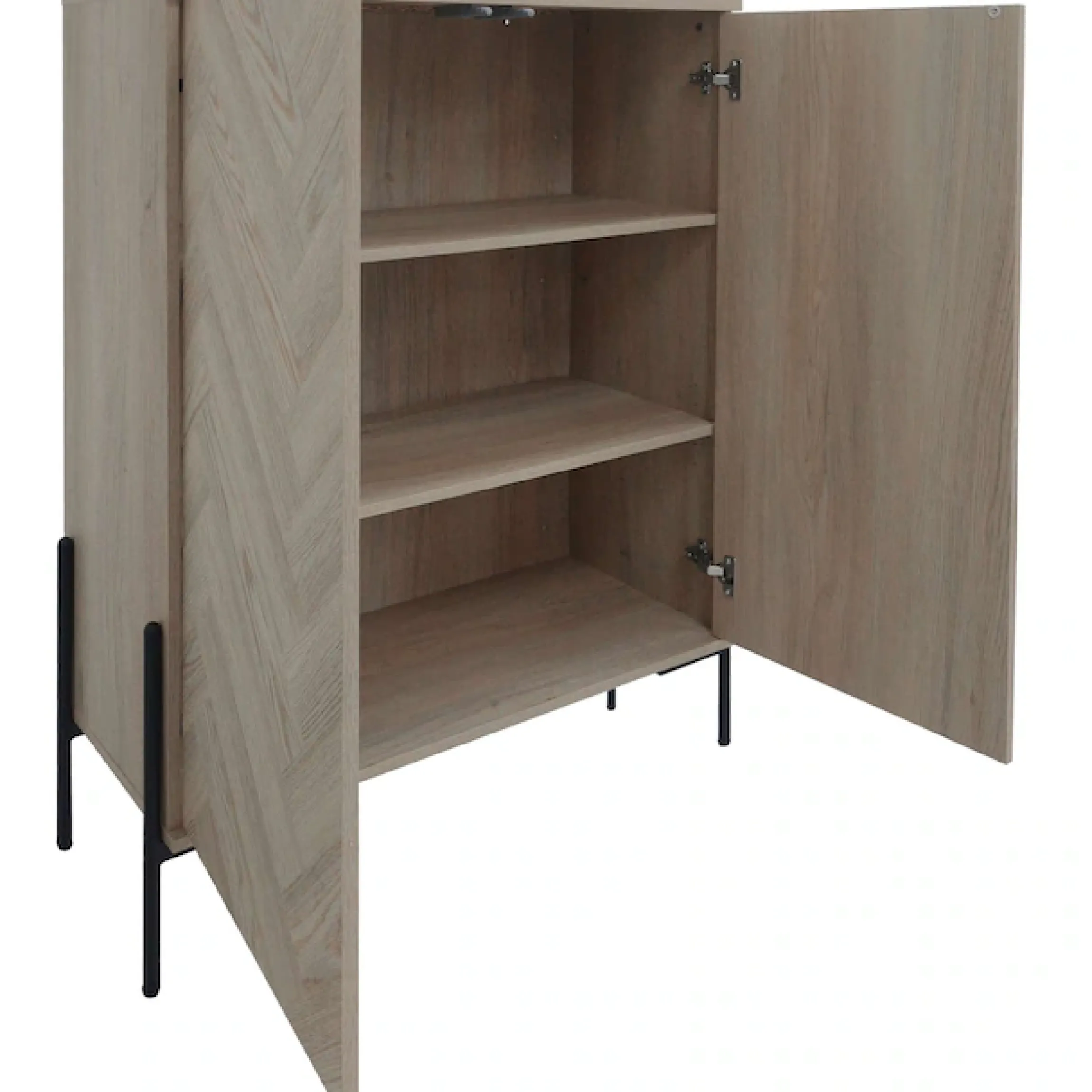 OTTO home Highboard »Eadwine« Kommode, Midischrank, Push-to-open, Türen mit Fischgräten Muster
