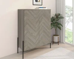 OTTO home Highboard »Eadwine« Kommode, Midischrank, Push-to-open, Türen mit Fischgräten Muster