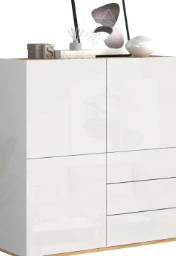 OTTO home Highboard »GARDA ,Kommode, Made in Italy, Breite 102 cm, Höhe 110 cm, grifflos« 1 Stk. tlg. Hochglanzlackierte Fronten, Korpus matt, grifflos