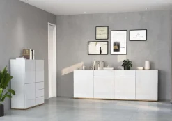 OTTO home Highboard »GARDA ,Kommode, Made in Italy, Breite 102 cm, Höhe 110 cm, grifflos« 1 Stk. tlg. Hochglanzlackierte Fronten, Korpus matt, grifflos
