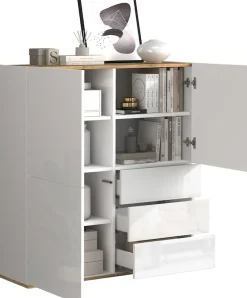 OTTO home Highboard »GARDA ,Kommode, Made in Italy, Breite 102 cm, Höhe 110 cm, grifflos« 1 Stk. tlg. Hochglanzlackierte Fronten, Korpus matt, grifflos