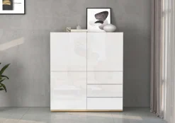 OTTO home Highboard »GARDA ,Kommode, Made in Italy, Breite 102 cm, Höhe 110 cm, grifflos« 1 Stk. tlg. Hochglanzlackierte Fronten, Korpus matt, grifflos