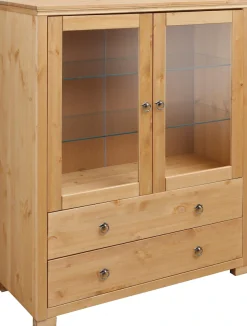 OTTO home Highboard »Gotland« Vitrine, Breite 101 cm, Türen mit Glaseinsätzen, aus massiver Kiefer