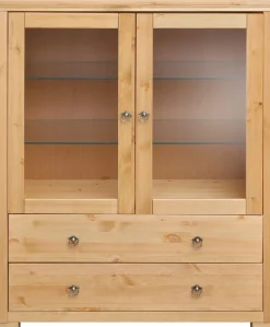 OTTO home Highboard »Gotland« Vitrine, Breite 101 cm, Türen mit Glaseinsätzen, aus massiver Kiefer