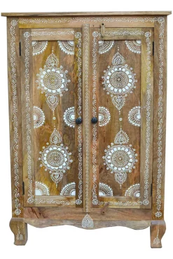 OTTO home Highboard »Gullaba« Kommode, Hand bemalt, Breite/Höhe 80/120 cm