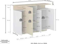 OTTO home Highboard »Highboard ETHOS, Kommode, Schrank, Kredenz« 1 Stk. tlg. Mit 4 Drehtüren, 9 Innenfächern und 2 Außenfächern, B.130 cm
