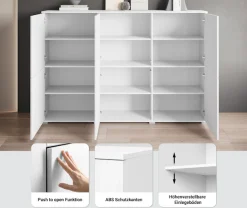 OTTO home Highboard »Kenia, moderne grifflose Hochkommode mit 6 Türen, Breite 180 cm« 1 Stk. tlg. Push-to-Open-Fronten, höhenverstellbaren Einlegeböden