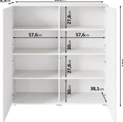 OTTO home Highboard »Kenia, moderne grifflose Hochkommode mit 4 Türen, Breite 120 cm« 1 Stk. tlg. Push-to-Open-Fronten, höhenverstellbaren Einlegeböden