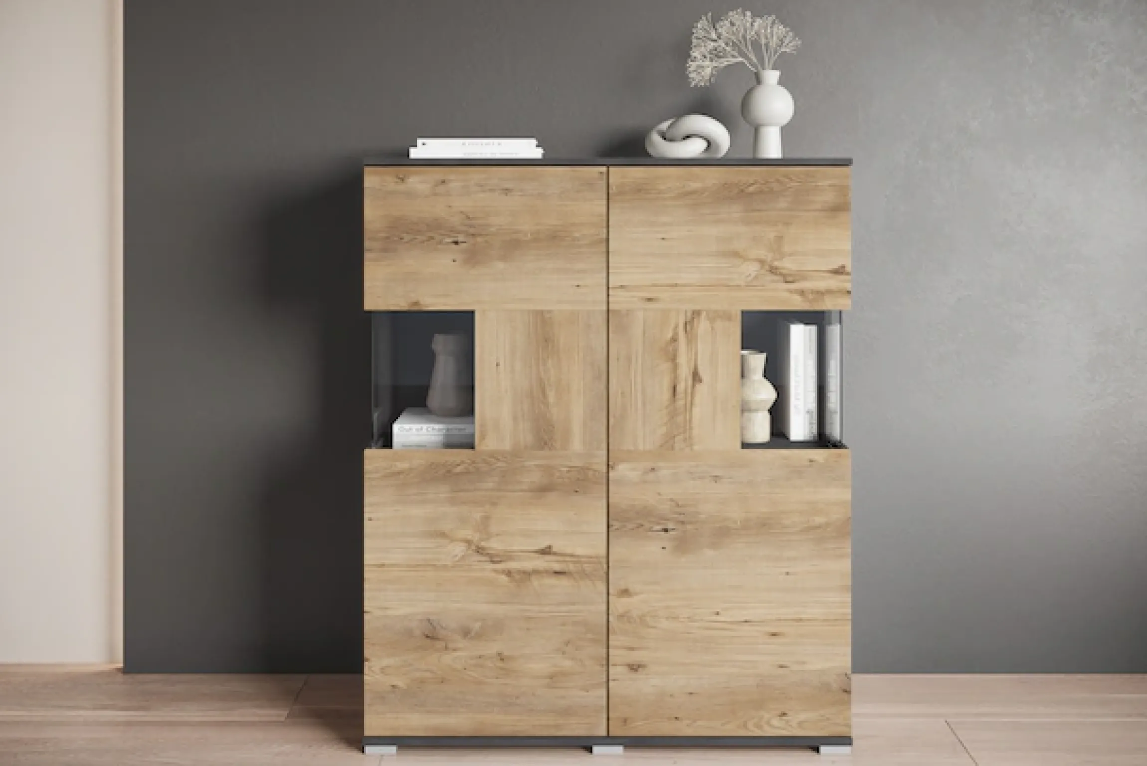 OTTO home Highboard »Kenia« 1 Stk. tlg. Modernes Highboard mit Glastüren, Breite 100 cm