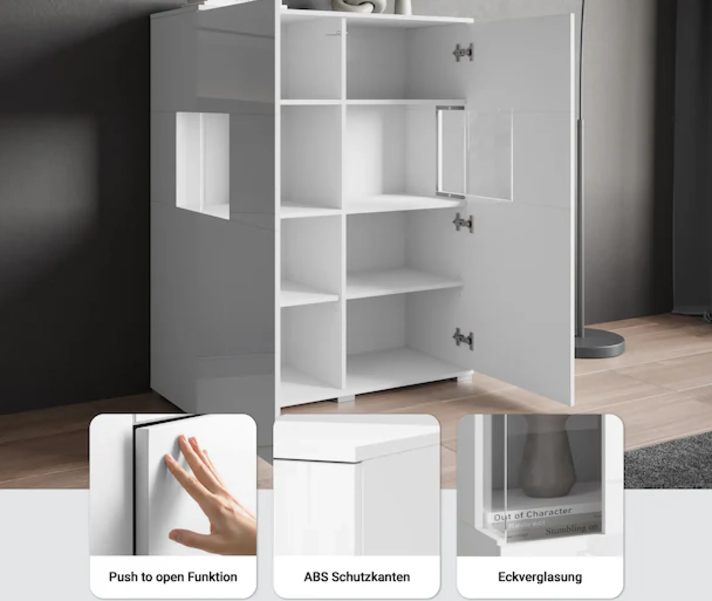 OTTO home Highboard »Kenia« 1 Stk. tlg. Modernes Highboard mit Glastüren, Breite 100 cm