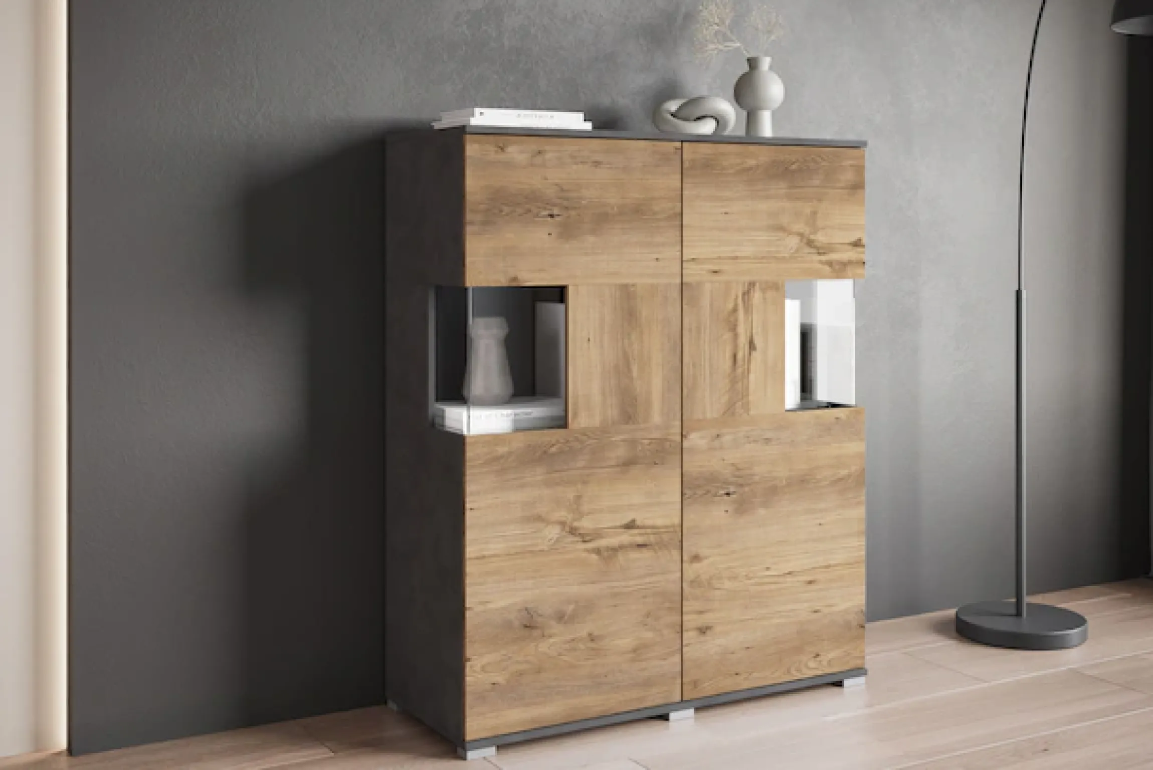 OTTO home Highboard »Kenia« 1 Stk. tlg. Modernes Highboard mit Glastüren, Breite 100 cm