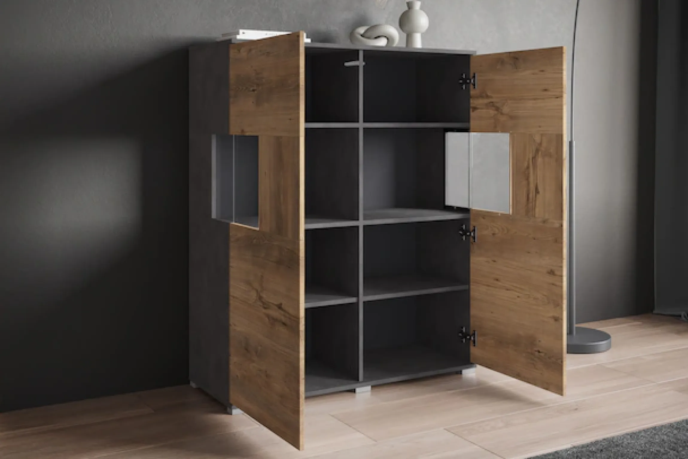 OTTO home Highboard »Kenia« 1 Stk. tlg. Modernes Highboard mit Glastüren, Breite 100 cm