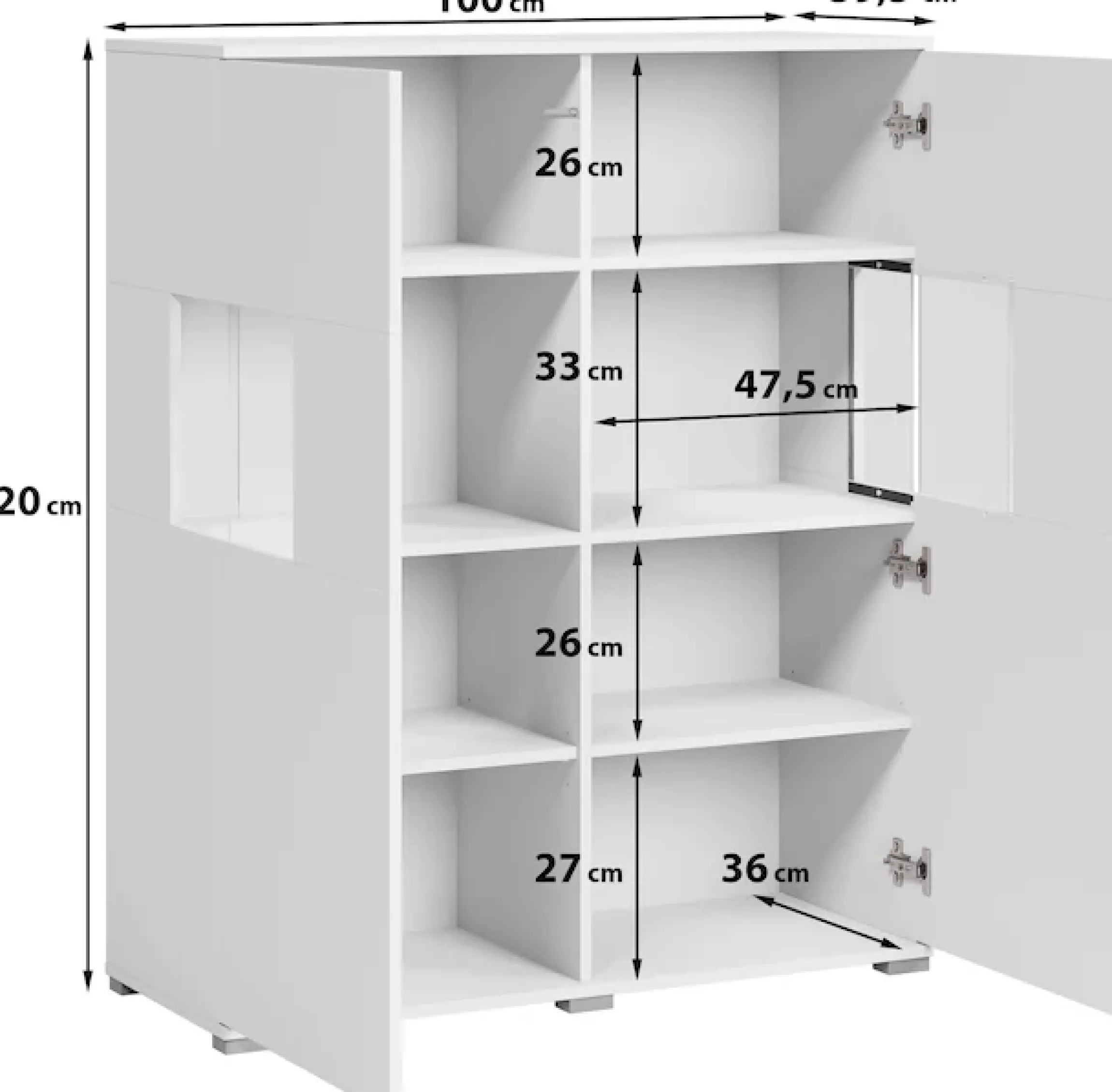 OTTO home Highboard »Kenia« 1 Stk. tlg. Modernes Highboard mit Glastüren, Breite 100 cm