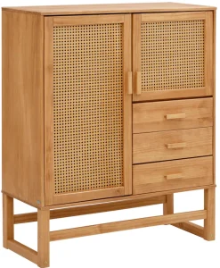 OTTO home Highboard »Linz« Stauraumschrank mit Rattangeflecht auf den Türfronten, Massivholz