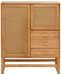 OTTO home Highboard »Linz« Stauraumschrank mit Rattangeflecht auf den Türfronten, Massivholz