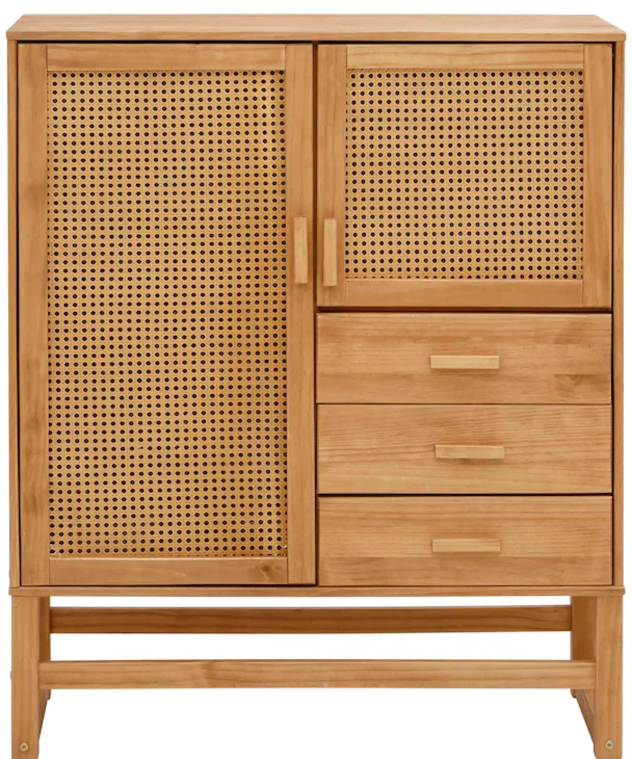 OTTO home Highboard »Linz« Stauraumschrank mit Rattangeflecht auf den Türfronten, Massivholz