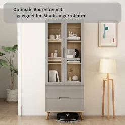 OTTO home Highboard »Lund« mit glänzenden Fronten, Glastüren, helles Holzdekor, Breite 70 cm