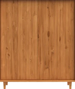 OTTO home Highboard »Malmedy Front mit gefrästen Rillen« Kommode Midischrank aus massivem Kiefernholz, Push-to-open, B 100 cm