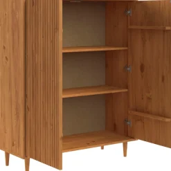 OTTO home Highboard »Malmedy Front mit gefrästen Rillen« Kommode Midischrank aus massivem Kiefernholz, Push-to-open, B 100 cm