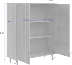 OTTO home Highboard »Malmedy Front mit gefrästen Rillen« Kommode Midischrank aus massivem Kiefernholz, Push-to-open, B 100 cm