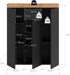 OTTO home Highboard »MAMBO II, Breite 105cm, 3 Türen, 1 Schubkasten, 9 Fächer« 1 Stk. tlg. Kommode, Sideboard, Wohnzimmer, Schlafzimmer