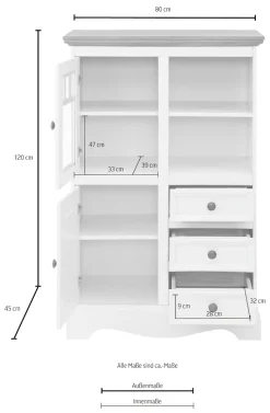 OTTO home Highboard »Melissa« Vitrine, Breite 80 cm