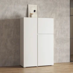 OTTO home Highboard »Metric,Breite 92cm, moderne grifflose Hochkommode 3 Türen,Highboard« Hochschrank mit viel Stauraum, Einlegeböden verstellbar, Türkommode