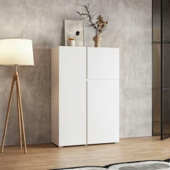 OTTO home Highboard »Metric,Breite 92cm, moderne grifflose Hochkommode 3 Türen,Highboard« Hochschrank mit viel Stauraum, Einlegeböden verstellbar, Türkommode