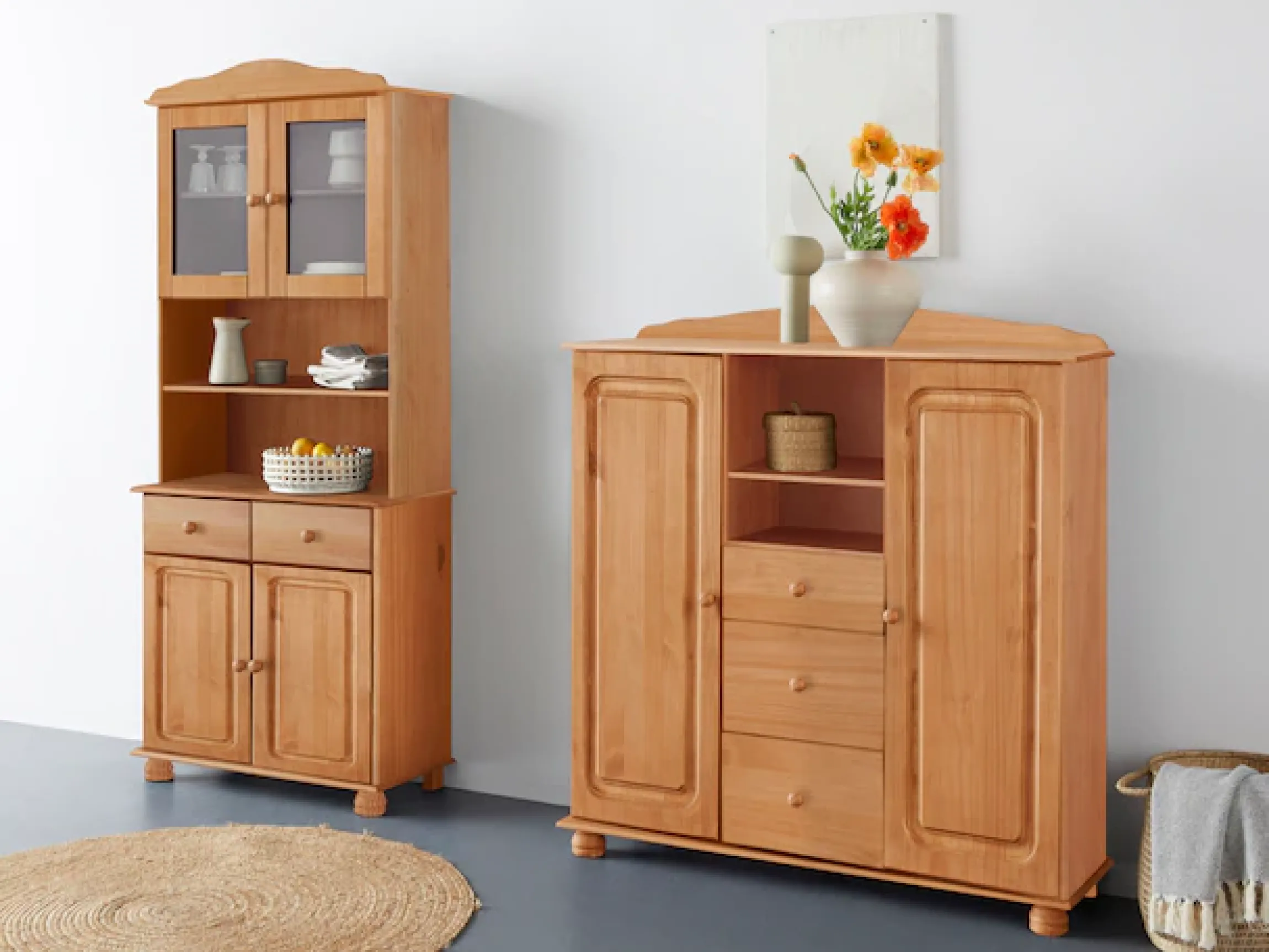 OTTO home Highboard »Mette« Stauraumschrank mit 3 Schubladen und verstellbaren Einlegeböden