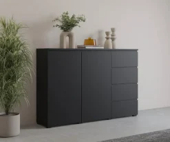 OTTO home Highboard »Modo, Breite 150 cm, moderne grifflose Kommode 2Türen/4 SK« Schubladenkommode mit viel Stauraum, Einlegeböden verstellbar