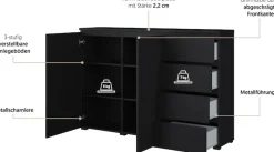 OTTO home Highboard »Modo, Breite 150 cm, moderne grifflose Kommode 2Türen/4 SK« Schubladenkommode mit viel Stauraum, Einlegeböden verstellbar