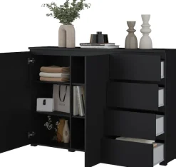 OTTO home Highboard »Modo, Breite 150 cm, moderne grifflose Kommode 2Türen/4 SK« Schubladenkommode mit viel Stauraum, Einlegeböden verstellbar