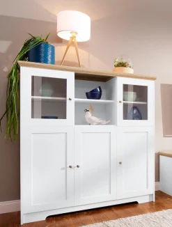 OTTO home Highboard »Nanna« Vitrine in Eichen-Optik, Breite 118 cm