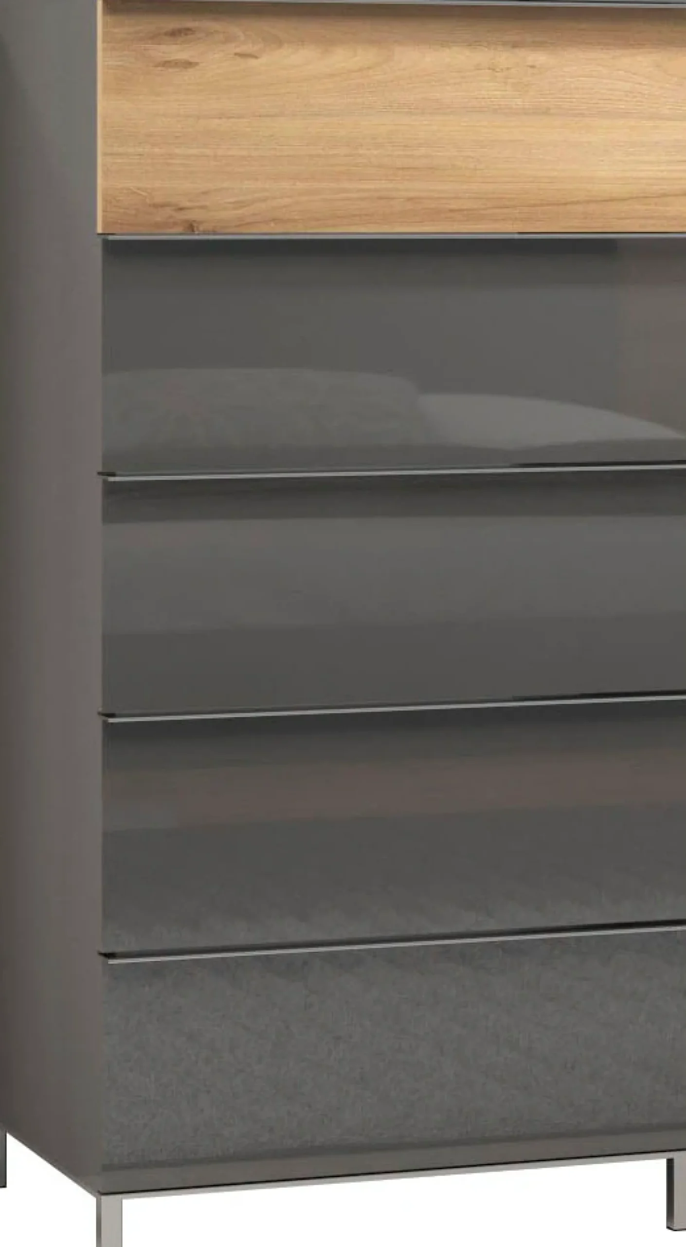 OTTO home Highboard »Onyx, hohe Kommode mit 5 Schubladen, UV Lackierung Hochglanz« FSC®-zertifizierter Holzwerkstoff,Schubkastenkommode mit Soft-Close-Funktion, Maße (B/T/H) 60/45/123cm