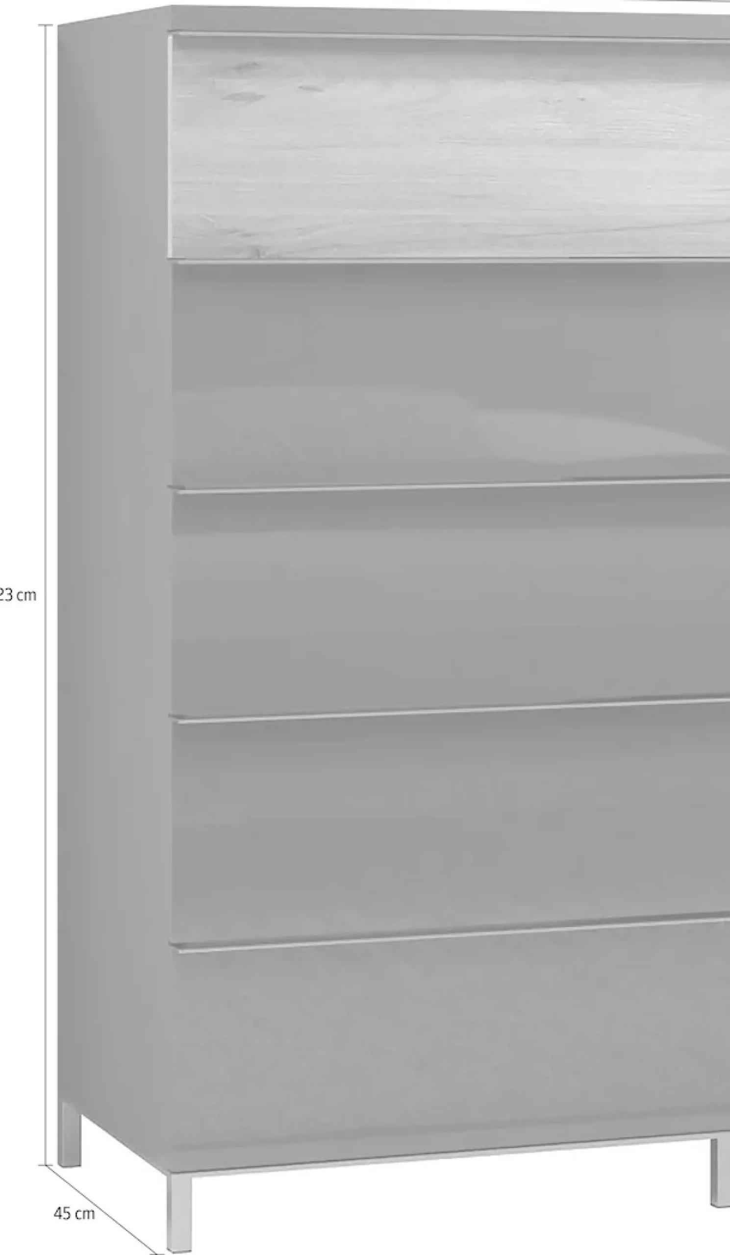 OTTO home Highboard »Onyx, hohe Kommode mit 5 Schubladen, UV Lackierung Hochglanz« FSC®-zertifizierter Holzwerkstoff,Schubkastenkommode mit Soft-Close-Funktion, Maße (B/T/H) 60/45/123cm