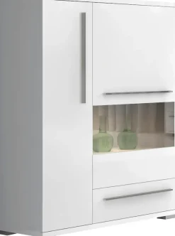 OTTO home Highboard »Piano Vitrine« (H/B/T): 123/90/40,2cm,UV lackiert, Soft-Close Funktion