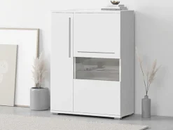 OTTO home Highboard »Piano Vitrine« (H/B/T): 123/90/40,2cm,UV lackiert, Soft-Close Funktion
