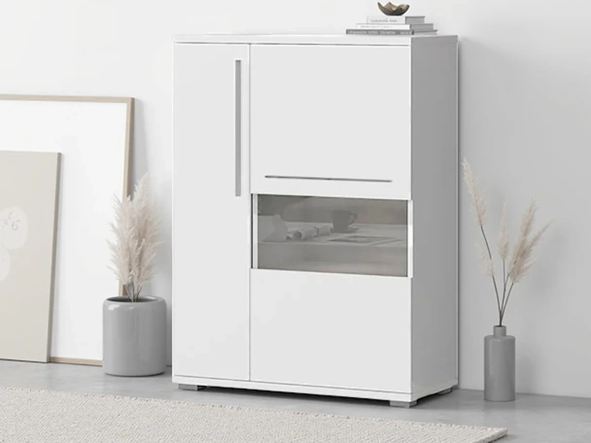 OTTO home Highboard »Piano Vitrine« (H/B/T): 123/90/40,2cm,UV lackiert, Soft-Close Funktion