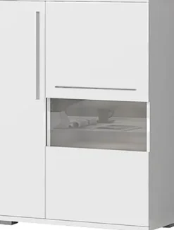 OTTO home Highboard »Piano Vitrine« (H/B/T): 123/90/40,2cm,UV lackiert, Soft-Close Funktion