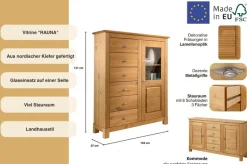 OTTO home Highboard »Rauna« Vitrine, Breite 103 cm, FSC®-zertifiziertes Massivholz