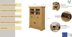 OTTO home Highboard »Rügen« Vitrine im Landhausstil,zertifiziertes Massivholz, Höhe 131 cm